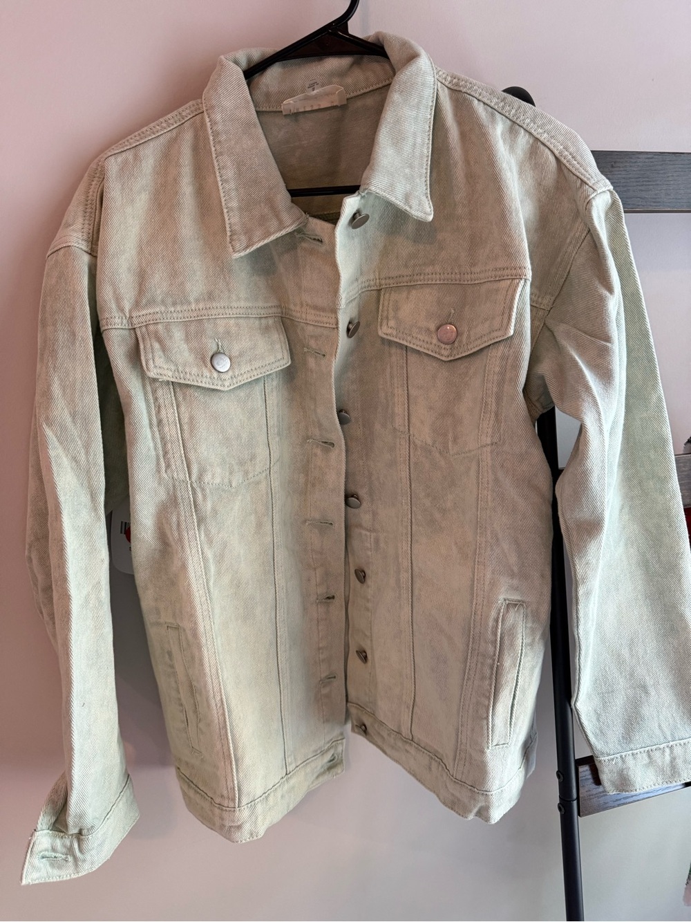 Light Sage Suede Jean Jacket